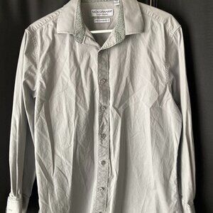 Nick Graham Everywhere Grey Stretch Modern Fit Shirt - Contrast Cuffs - Large